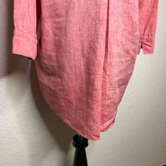 Chicos pink red linen button down top size 2 or Medium lagenlook - Picture 13 of 16